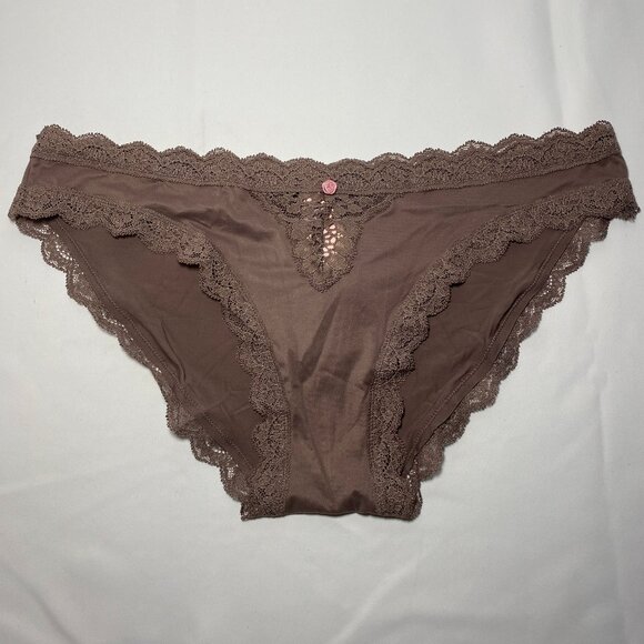 Victoria's Secret Dream Angels Lace-Trim Bikini Panty M Cloudy Grey Silky NWT - Picture 1 of 6